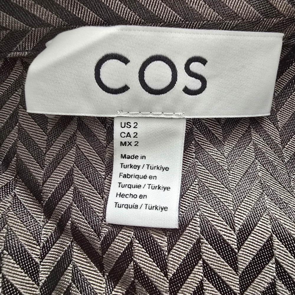 COS Herringbone Maxi Shirt Dress Size 2 In Green - Picture 9 of 14